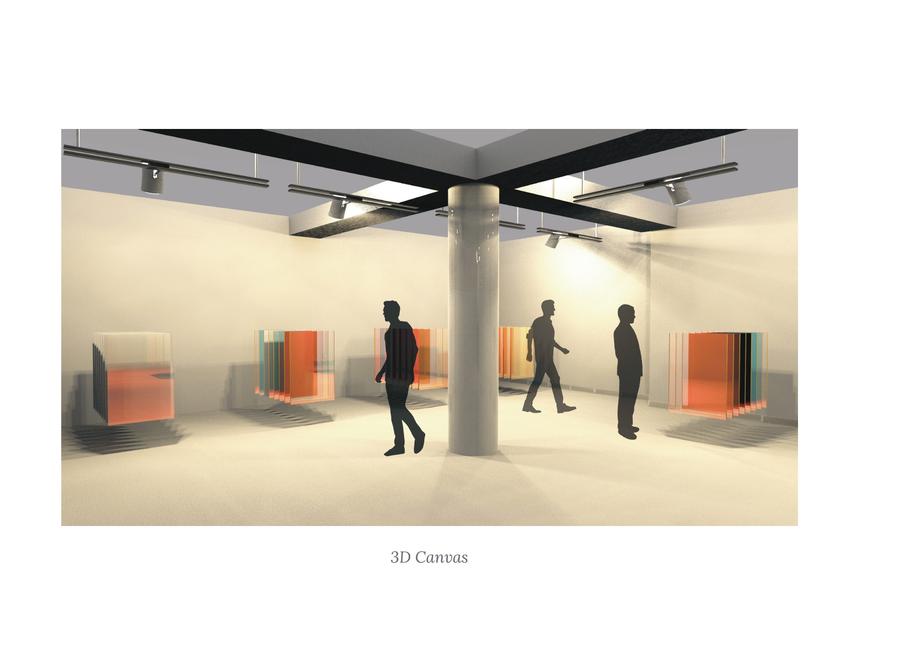 Journey — book page: another museum interior render, a long gallery view.
