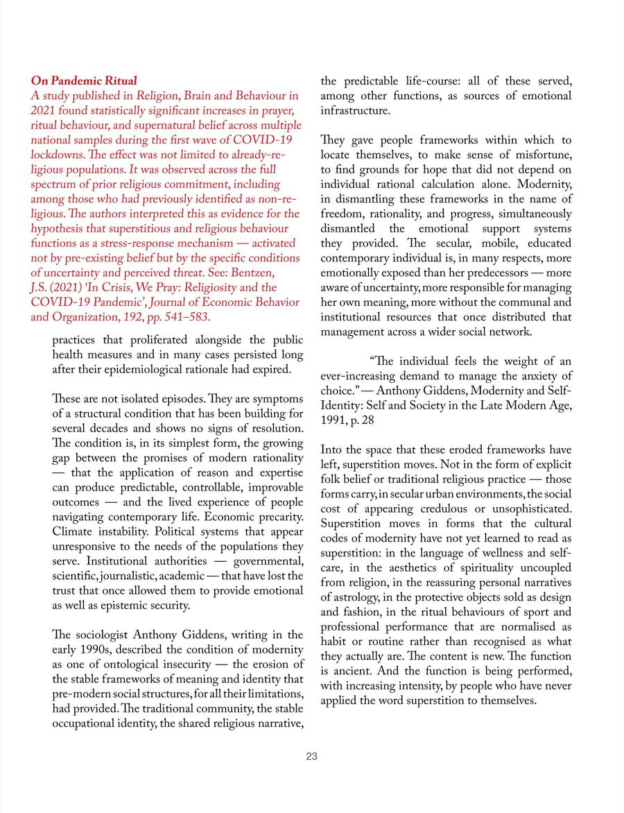 For Every Gesture Made in Private — thesis spread with a kept object photographed on red, from the pandemic-ritual chapter